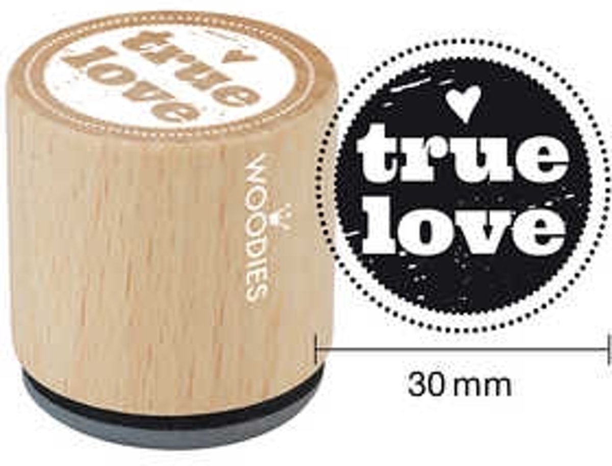 Houten stempel, d: 30 mm, h: 35 mm, true love , 1stuk [HOB-32368]